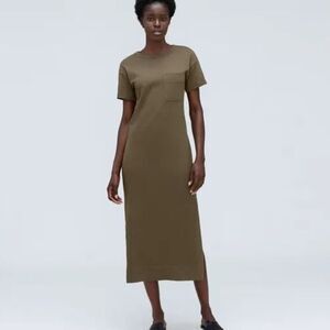 Everlane The Organic Weekend Maxi Dress Casual Olive Green T-Shirt Dress XS